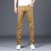 Pantalones Casuales Blancos de Algodón Puro de Lujo Ligero para Hombre de Verano, Estilo Coreano Modernos Rectos Delgados Largos, Nuevo Modelo 2026
