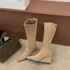 Botas Altas de Plataforma para Mujer 2026 Otoño/Invierno Nuevas Simples Cremallera Trasera Tacón Alto Moda Botas Largas Adelgazantes Botas Largas