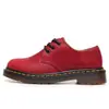 Zapatos de Cuero de Primera Capa 1461 de Caña Baja para Mujer, Botines Rojos de Cuero Genuino Crazy Horse, Zapatos Casuales de Trabajo de Punta Redonda para Hombres y Mujeres, Estilo de Pareja