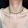 Colar de Flor com Contas Verdes para Mulheres, Estilo de Férias, Empilhável Multicamadas, Incrivelmente Lindo, Corrente Personalizada para Clavícula, Colar para Férias na Praia