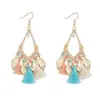 Pendientes de Borlas Estilo Bohemio Transfronterizos, Moda Retro Exagerada, Estilo Vacacional de Alta Gama, Lindos Pendientes de Estilo Étnico para Mujer