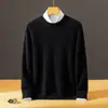 Suéter de Cachemira Baicai de Terciopelo con Cuello Redondo Bajo para Hombre, Jersey de Punto Casual de Negocios, Capa Base de Punto, Suéter Nuevo de Lana Otoño Invierno