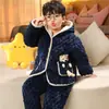 Pijama Espeso de Cristal de Terciopelo para Niños y Niñas Otoño e Invierno Ropa de Casa Traje Cálido de Coral de Terciopelo para Niños