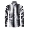 Camisa de Manga Larga Rayada Nueva y de Moda para Hombre de Amazon Transfronteriza Camisa Casual Transpirable de Manga Larga con Estampado 3D