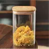Frasco de Almacenamiento Personalizado con Cuchara, Frasco de Bambú Cuadrado con Tapa, Frasco para Granos de Cocina, Dulces, Té, Frasco Sellado para el Hogar