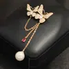Elegante y Único Broche de Borla de Mariposa Microincrustada de Circonita, Exquisito y de Alta Gama Broche de Pines de Insectos de Perla para Hombres y Mujeres