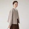 Direto da Fábrica Casaco de Lã Cashmere Dupla Face Feminino Outono Inverno Quente Retrô Casual Curto Top de Lã Cardigan