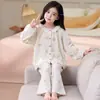 Pijama para niños, algodón nube, manga larga, para niñas, estilo fino de primavera y otoño, colección de otoño 2026, ropa de casa elegante para niñas mayores