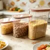 Latas de Almacenamiento para Granos de Cocina Doméstica, Contenedores Sellados para Almacenamiento de Arroz, Nueces, Granos, Productos Secos, Latas de Almacenamiento a Prueba de Polvo y Humedad