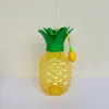 500ml Copo de Morango e Abacaxi Mais Vendido Copo com Canudo em Formato de Fruta Copo Plástico Copo para Bebida de Suco Garrafa Plástica