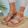 Sandalias de verano nuevas para mujer, para uso exterior, chanclas, tacón alto, cuña de playa, zapatillas de mujer, talla grande