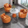 Conjunto de Sofá de Um Lugar de Luxo e Mesa de Centro para Lazer, Recepção de Hotel, Escritório, Sala de Vendas, Mesas e Cadeiras de Reunião, Salão de Beleza