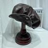 Boina de Cuero PU Nube Estilo Coreano Moda Mujer Edición Grande Elegante Todas las Combinaciones Gorra Octagonal Favorecedora Cara Gorra Calabaza Pequeña de Pintor