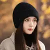 Gorro de Punto Cálido con Lentejuelas para Mujer Otoño e Invierno Estilo Coreano para Exteriores Casual Cortavientos Protección para los Oídos Adelgazante Slouchy Beanie