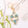 Llavero de Metal con Pedrería Popular Transfronterizo para Ropa Interior Accesorios Bikini de Playa Ropa de Playa Llavero Mayoreo