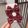 Presilha de Cabelo Infantil JK Laço Presilha Bico de Pato Fofa Presilha Atrás da Cabeça Acessórios de Cabelo de Princesa Uniforme JK Tecido Xadrez Grampo de Cabelo