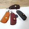 Novo Estojo de Couro Vintage Vegetal para Chave de Carro de Negócios, Couro Bovino de Primeira Camada, Design Simples, Suporte de Chave para Pendurar na Cintura
