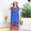Comercio Exterior Verano Nuevo Vestido de Algodón y Seda talla extra Falda Recta Holgada Vestido Bohemio de Vacaciones