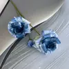 Rosa Artificial com 3 Cabeças, Rosa Grande Estilo Francês para Casamentos, Decoração de Casa, Decoração de Corredor, Flores Artificiais para Atacado de Comércio Exterior