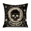 Fronha com Estampa de Caveira de Halloween Gato Carlo Almofada Lua Decoração de Atmosfera para Sala de Estar em Casa Almofada Estilo Americano