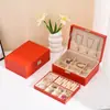 Caja de joyería, aretes, collar, anillo, de alta gama, exquisita, de gran capacidad, joyería dorada y caja de almacenamiento de accesorios