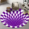 Alfombra Redonda Estéreo 3D Blanco y Negro Transfronteriza de Halloween para Dormitorio, Sala de Estar, Mesa de Café, Alfombrilla Absorbente con Trampa de Ilusión