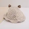 Sombrero de Pescador de Algodón para Bebé y Niño Pequeño Primavera/Otoño Estampado de Lunares Diseño con Pompón Delgado Casual Versátil Protección Solar Sombrero de Cubo