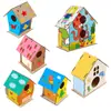 Explosões DIY casa de pássaro de madeira brinquedo ebay Amazon wish comércio exterior Casa de Pássaro crianças pintada grafite gaiola de pássaro