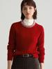 [100% Lã] Moda Casual para Início do Outono Suéter de Gola Redonda com Tranças e Contas Top de Malha Cardigan Feminino para Mulheres