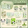 Set de Estuche de Panda Estilo Antiguo, Paquete de Regalo de Materiales Escolares, Regalo de Temporada de Graduación, Regalo de Recompensa para Estudiantes de Primaria y Secundaria