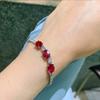 Pulseira Zircônia Azul Simples Pequena Bloco Redondo Zircônia Azul Feminina Temperamento Simulação Corindo Vermelho Pulseira para Mulheres