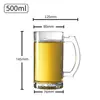 Caneca de Cerveja Clássica com Alça, Caneca de Cerveja de Barril de Grande Capacidade, Caneca Espessa para Cerveja Artesanal, Caneca de Vidro Comercial de Alta Qualidade, Direto do Fabricante