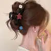 Lindo y elegante pinza de tiburón con forma de lazo, pinza para el pelo de moda con diseño floral, accesorio simple para peinados recogidos a medias