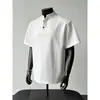 Camisa polo de cuello alto para comercio exterior transfronterizo, de manga corta, unisex, camiseta de diseño patchwork de moda para verano, casual de alta gama de media manga