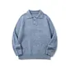 Yidao Vintage 2026 Outono Novo Retrô Cor Sólida Gola Polo Suéter Solto Versátil Tricô Suéter para Homens e Mulheres