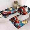 Regalo de Navidad Juego de Tres Piezas para Piso de Baño Alfombrilla para Inodoro en Forma de U Alfombrilla Antideslizante para Pies de Baño Franela Absorbente