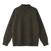 Cuello alto medio, estilo old money, medio abotonado, suéter de punto grueso, unisex de otoño, estilo fresco y relajado, tejido pullover