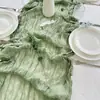 Passadeira de mesa em crepe de fio de Bali decoração de festa de casamento layout de atividade gaze plissada tecido de guardanapo de poliéster fábrica atacado