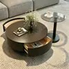 Mesa de café y mesa auxiliar de piedra sinterizada estilo lujo ligero italiano para sala de estar del hogar Mesa de té Vidrio templado Mesas de varios tamaños Diseño minimalista