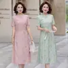 Nuevo vestido de moda de verano para madres y suegras, elegante, cómodo, versátil, favorecedor, adelgazante y en un estilo chino moderno