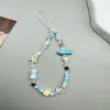 Nova Corrente de Celular com Contas e Acessórios de Espinha de Peixe Azuis, Série Azul Claro, Alça de Celular Feminina, Transfronteiriça
