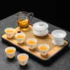 Novo Modelo 2026 Porcelana Jade Gordura de Ovelha Conjunto de Chá Kung Fu para Uso Doméstico, Inclui Gaiwan, Xícara de Chá e Mesa de Chá, Conjunto de Três Peças