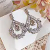 Pendientes de plata con forma de gota tachonados de diamantes, pendientes exagerados de moda de alta gama de nicho, pendientes de mujer de lujo ligero, únicos y elegantes