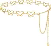 Cadena de Cintura Transfronteriza Europea y Americana Moda Metal Hueco Mariposa Capa Única Cinturón de Vestido Versátil Cadena de Cintura de Flor de Mariposa para Mujeres