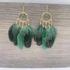 Pendientes Bohemios de Plumas Transfronterizos, Pendientes Redondos de Borla Coloridos de Cuentas de Semilla Estilo Retro de Alta Gama Xizang al por Mayor para el Año Nuevo