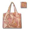Sacola de Compras Dobrável, Bolsa Quadrada de Tecido Floral, Bolsa Tote Portátil e Resistente, Sacola Ecológica para Compras de Supermercado, Bolsa Impermeável para Armazenamento