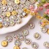 Girasol Seleccionado Cuidadosamente Cosido a Mano Flor de Placa de Flor de Diamante Redondo de Garra de 8 mm Pedrería DIY Ropa Diamante de Color Broche Accesorios Decorativos