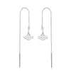 Aretes de Zirconia Ginkgo, Estilo Bosque, Hermoso Espíritu de Hada, Aretes Pequeños de la Suerte, Estilo Pequeño Fragante, Aretes Largos de Borla Hoja para Mujer