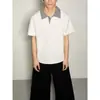 Camisa Polo Manga Curta Refrescante Patchwork Pied-de-Poule Masculina Verão Retrô Estilo Old Money Casual Camiseta de Ar Camada Meia Manga