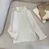 (9.22 Novidades) Camiseta de Segunda Pele Manga Longa para Meninas Inverno Novo Top de Tricô Infantil Roupas de Bebê